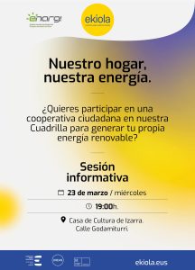 [:es]Sesión informativa sobre energía renovable - Casa de cultura[:eu]Energia berriztagarriari buruzko saio informatiboa - Kultura etxean[:]