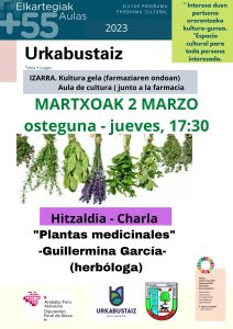 Charla " Plantas medicinales" Guillermina  García ( herbóloga) @ kultur-gela (farmaziaren ondoan)