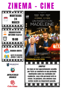 [:es]Cine " Un paseo con Madeleine"[:eu]Zinema " Un paseo con Madeleine"[:] @ Urkabustaizko kultur etxea.