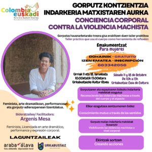 [:es]Taller sobre conciencia corporal contra la violencia machista[:eu]Indarkeria matxistaren kontrako gorputz kontzientzia hartzeko tailerra[:] @ Kultura etxea.